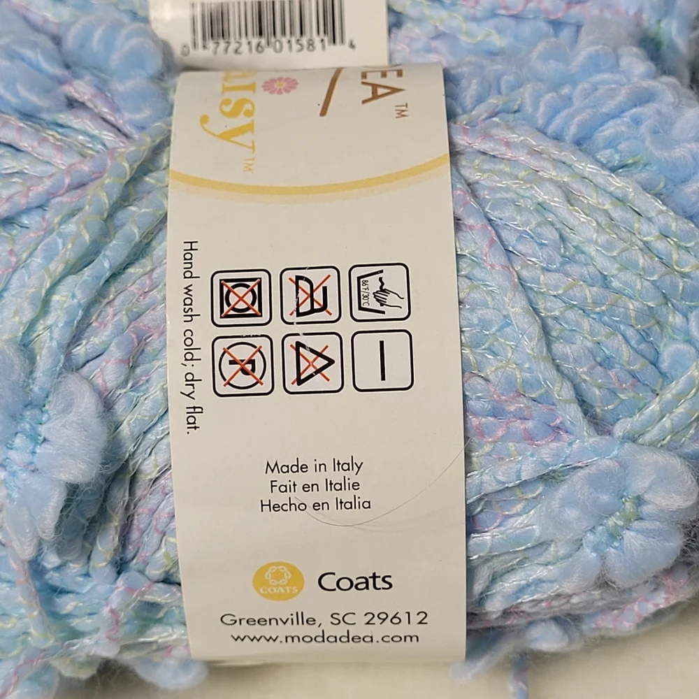 MODA-DEA Lazy Daisy Yarn #3812 Sky Blue 4 Skeins Made in Italy